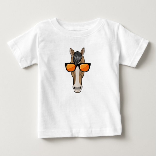 Pferd mit Sonnenbrille Baby T-shirt (Vorderseite)
