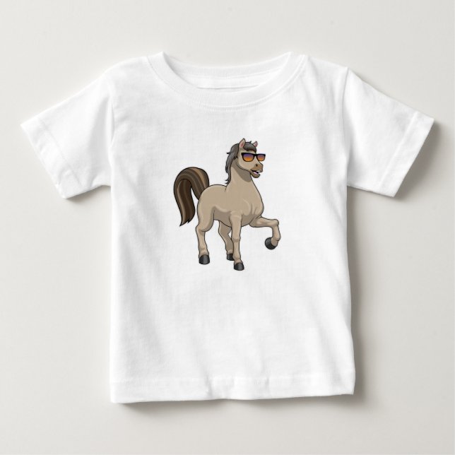 Pferd mit Sonnenbrille Baby T-shirt (Vorderseite)