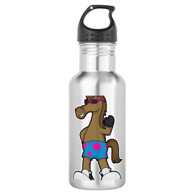 Pferd mit Sonnenbrille Edelstahlflasche (Vorderseite)