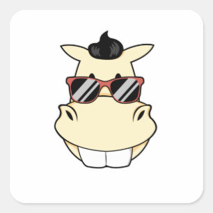 Pferd mit Sonnenbrille Quadratischer Aufkleber