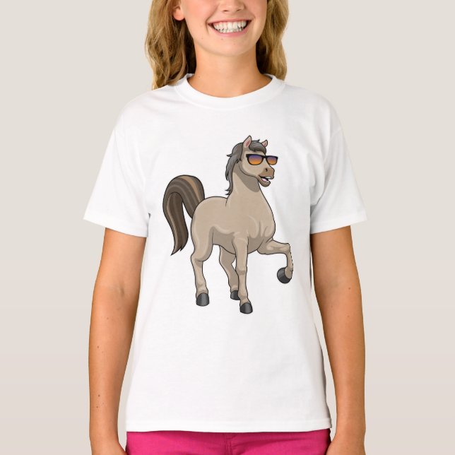 Pferd mit Sonnenbrille T-Shirt (Vorderseite)