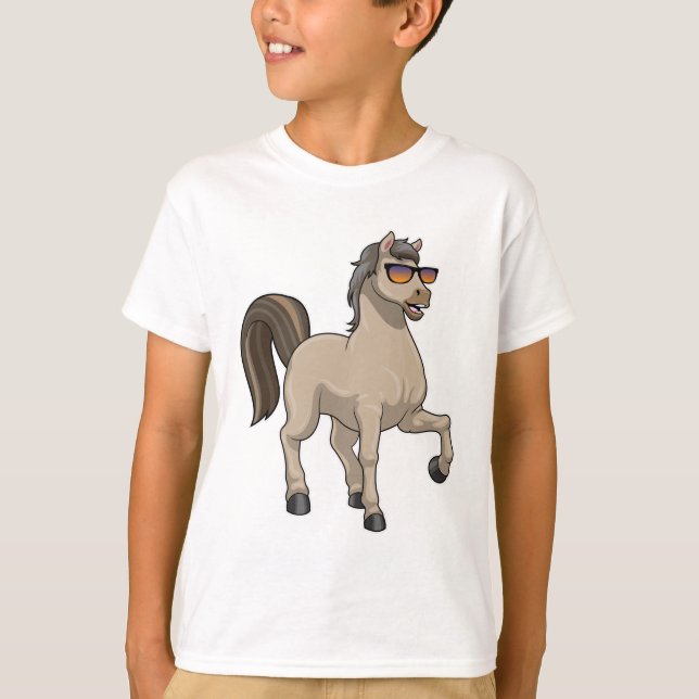 Pferd mit Sonnenbrille T-Shirt (Vorderseite)