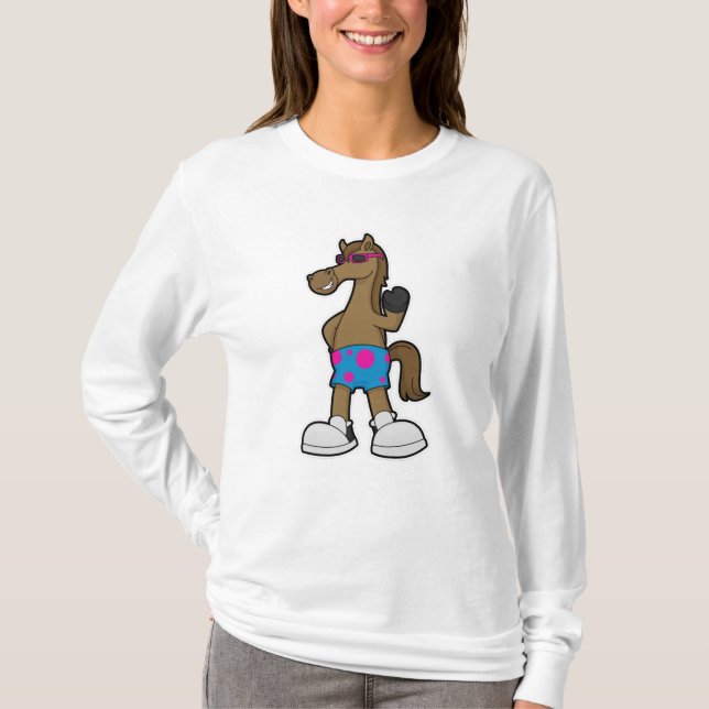 Pferd mit Sonnenbrille T-Shirt (Vorderseite)