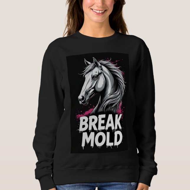Pferd mit Spritzkunst, fetter Typografie Sweatshirt (Vorderseite)