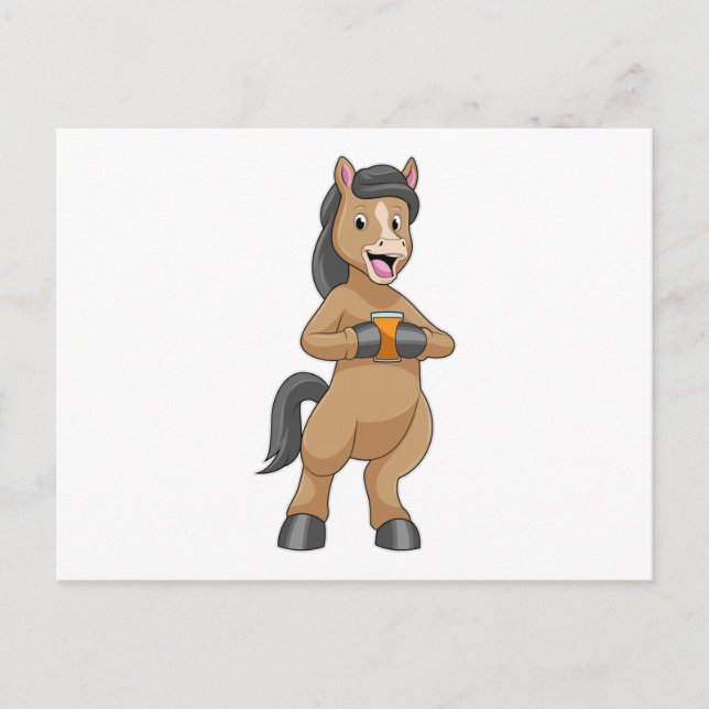 Pferd mit Tasse von Orangensaft Postkarte (Vorderseite)