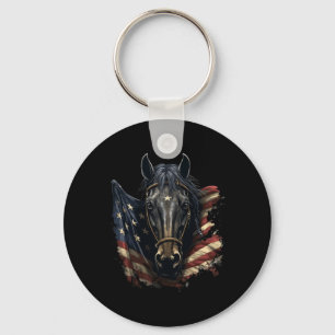 Pferd mit US-Flagge Pferderücken Reitsport Fo Schlüsselanhänger