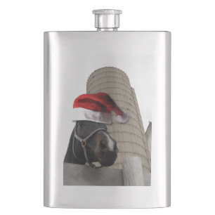 Pferd mit Weihnachtsmannmütze Flachmann