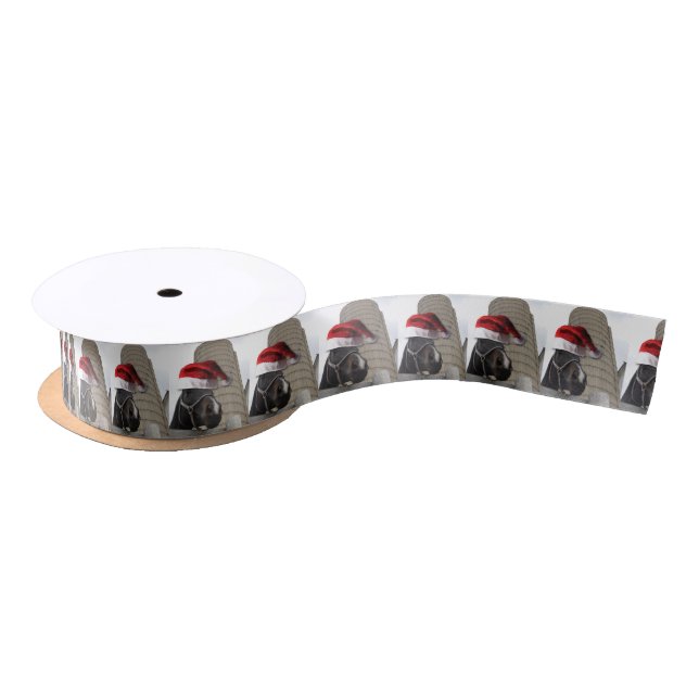 Pferd mit Weihnachtsmannmütze Satinband (Spule)