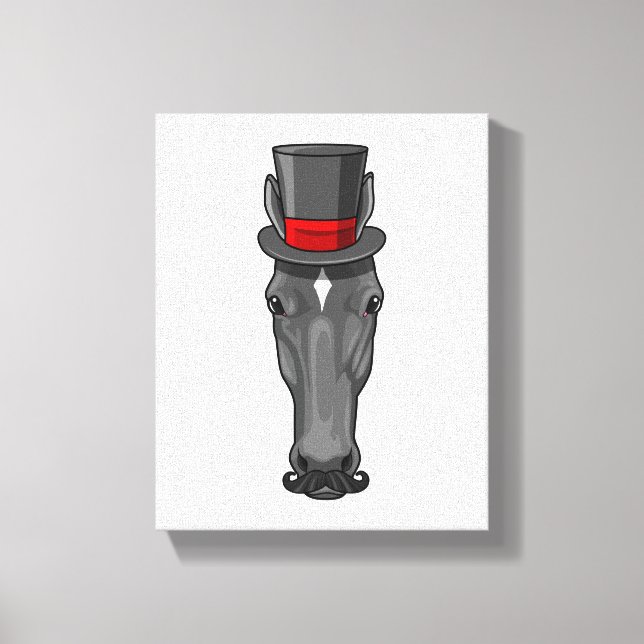 Pferd mit Zylinder Leinwanddruck (Vorderseite)