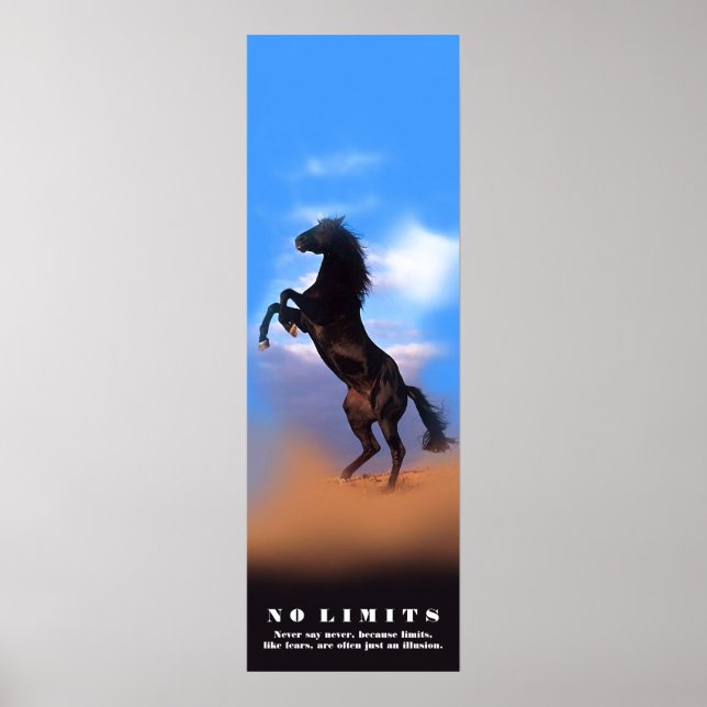 Pferd Motivierend Keine Grenzen Keine Angst Artwor Poster (Vorne)