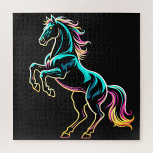 Pferd Neonlicht Glitch Retro-Stil