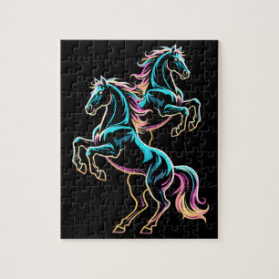 Pferd Neonlicht Glitch Retro-Stil