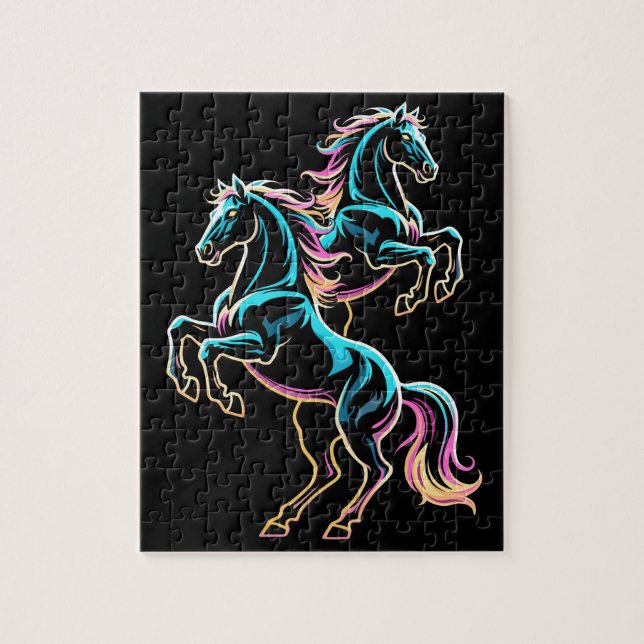 Pferd Neonlicht Glitch Retro-Stil (Vertikal)