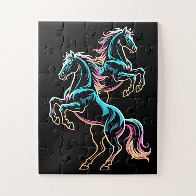 Pferd Neonlicht Glitch Retro-Stil (Vertikal)