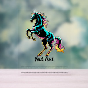 Pferd Neonlicht Glitch Retro-Stil Acrylschild