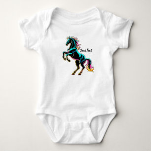 Pferd Neonlicht Glitch Retro-Stil Baby Strampler
