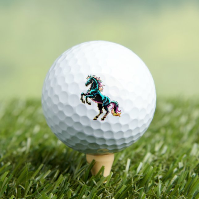 Pferd Neonlicht Glitch Retro-Stil Golfball (Insitu T-Shirt)