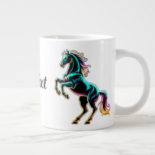 Pferd Neonlicht Glitch Retro-Stil Jumbo-Tasse