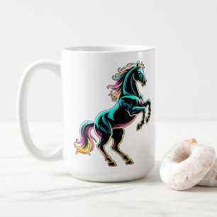 Pferd Neonlicht Glitch Retro-Stil Kaffeetasse