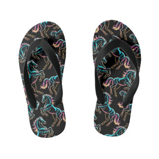 Pferd Neonlicht Glitch Retro-Stil Kinderbadesandalen