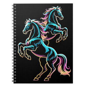 Pferd Neonlicht Glitch Retro-Stil Notizblock