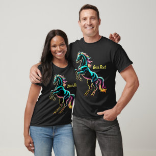 Pferd Neonlicht Glitch Retro-Stil T-Shirt