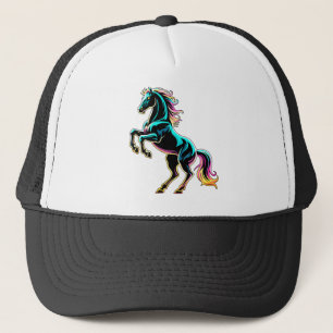 Pferd Neonlicht Glitch Retro-Stil Truckerkappe