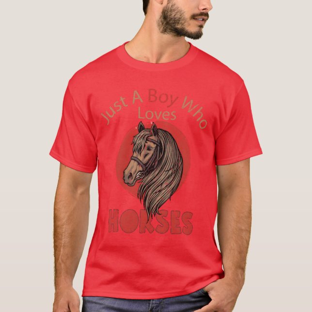 Pferd nur ein Junge, der Lieben Pferde Retro T-Shirt (Vorderseite)