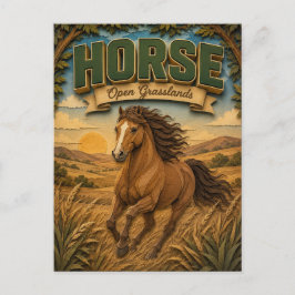 Pferd offene Graslandschaft POPCUT Postkarte