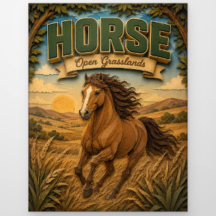 Pferd offene Graslandschaft POPCUT Postkarte