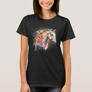 Pferd Pferde mit Blumen Frühlingszeit Schön Süß T-Shirt