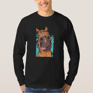 Pferd Pferdegesicht Zunge Silhouette Reitpferd T-Shirt