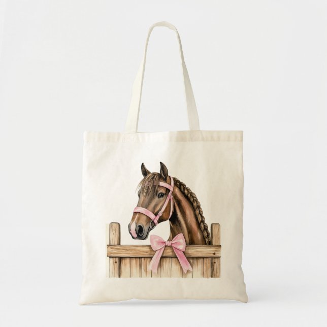 Pferd Pink Bow Tragetasche (Vorne)