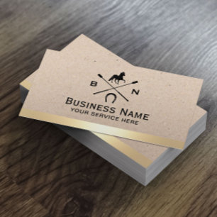 Pferd Reitsport Logo Modern Goldrand Visitenkarte