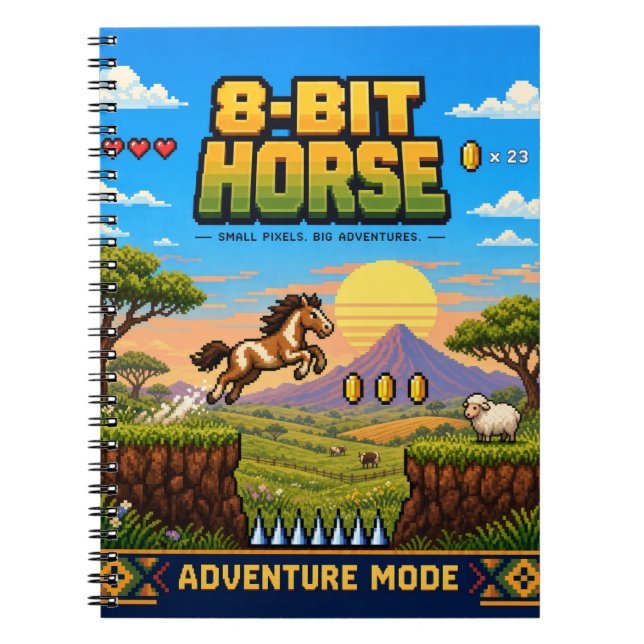 Pferd, Retro-8-Bit-Pixel-Art Notizblock (Vorderseite)