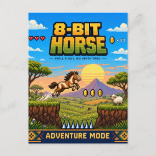 Pferd, Retro-8-Bit-Pixelkunst Postkarte