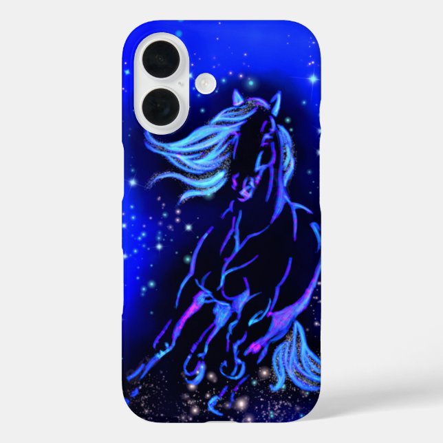 Pferd Running Blue iPhonr Case Starry Night (Rückseite)