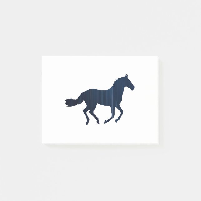 Pferd - Running - Dunkelblau Post-it Klebezettel (Vorderseite)