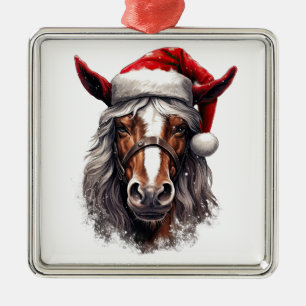 Pferd Santa Cowboyhut Western Weihnachten Cowgirl Ornament Aus Metall