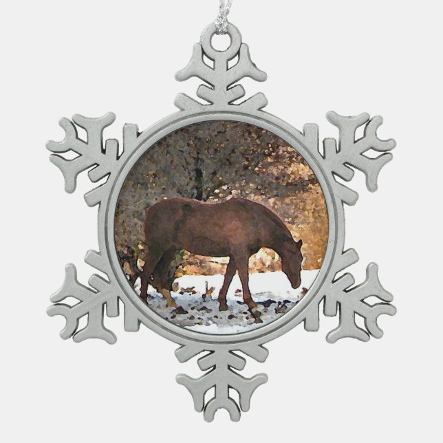 Pferd Schneeflocken Zinn-Ornament (Vorderseite)