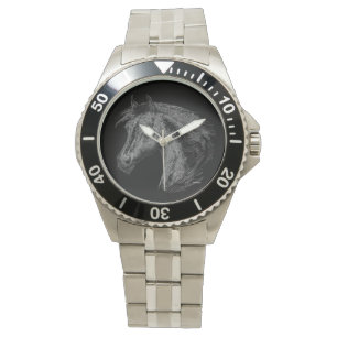 Pferd: Schwarz Armbanduhr