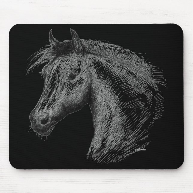 Pferd: Schwarz Mousepad (Vorne)
