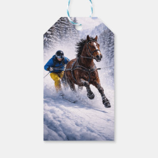 Pferd Skijoring Leinwand Wandbild | Winterpferd Geschenkanhänger