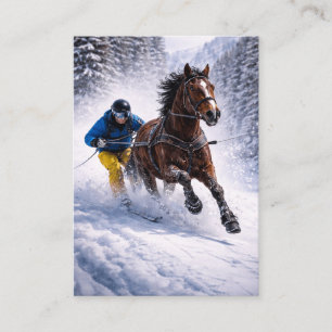 Pferd Skijoring Leinwandbild   Winterpferd  Telefonnummerkarte