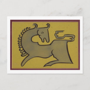 Pferd (Stift, Tinte und Gouache auf Papier) Postkarte