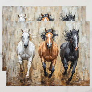 Pferd Trio Galopp Malerei Scrapbook Papier