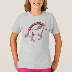 Pferd u. Regenbogen T-Shirt