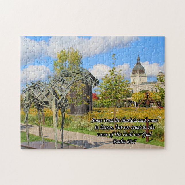 Pferd und Basilika mit Psalm (Horizontal)