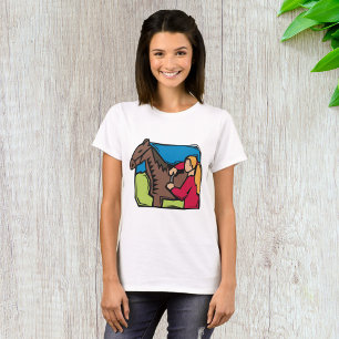 Pferd- und Bauernmädchen T-Shirt