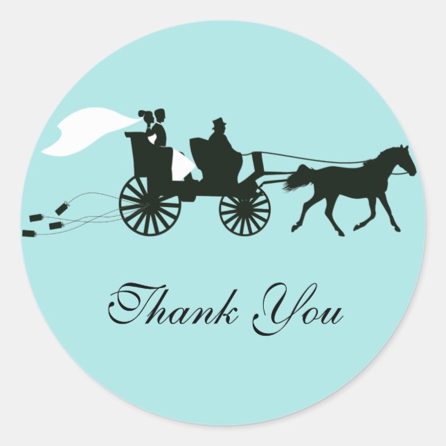 Pferd und Beförderung Hochzeit Danke Stickers (Vorderseite)